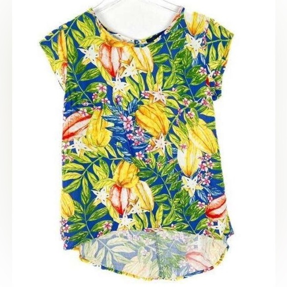 RACHEL Rachel Roy Tops - Rachel Roy RACHEL Floral Tropical Cap Sleeve Hi-Lo Top Size Small